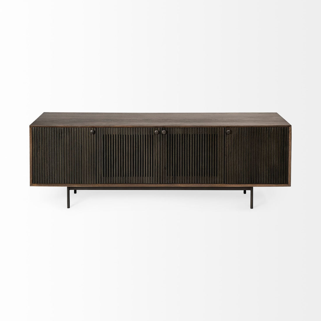 72" Rich Brown Solid Wood Media Console with Enclosed Storage