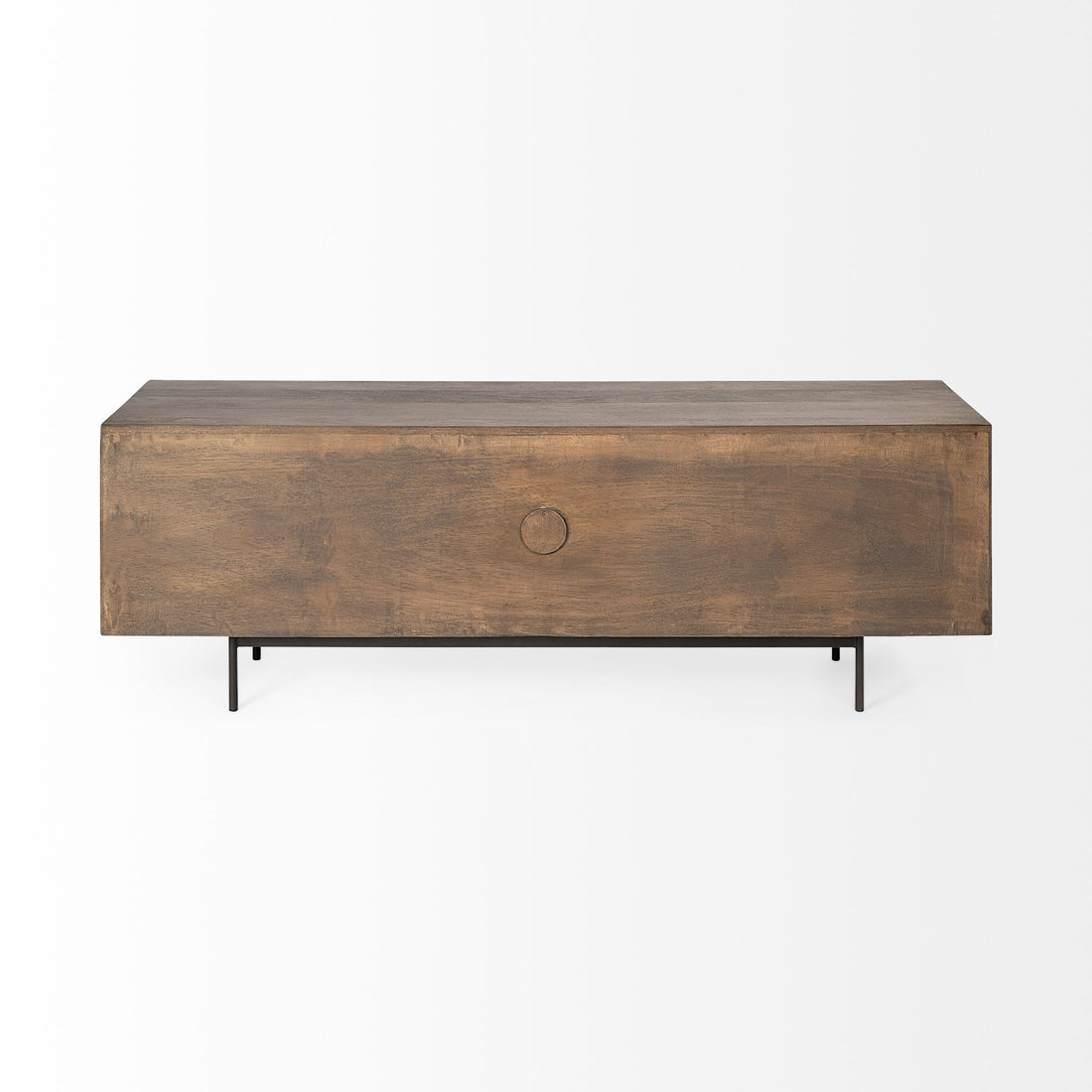 72" Rich Brown Solid Wood Media Console with Enclosed Storage