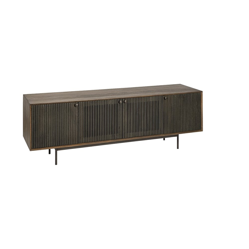 72" Rich Brown Solid Wood Media Console with Enclosed Storage