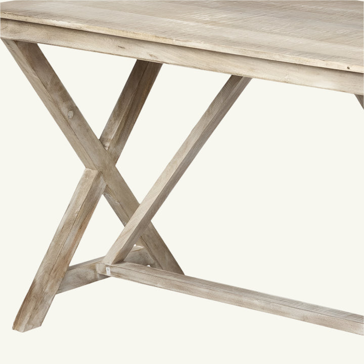 Abbott 54" Brown Solid Wood Writing Desk with X-Frame Sides and Footrest