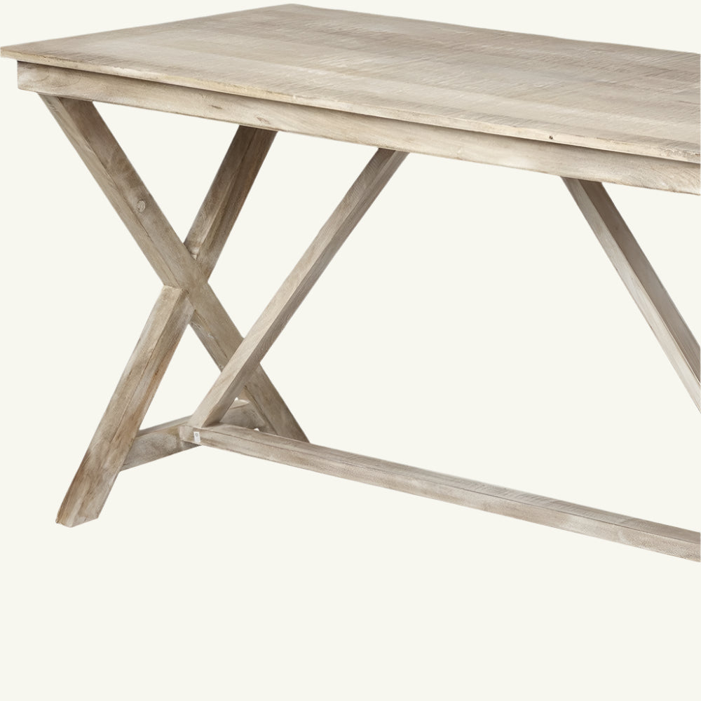Abbott 54" Brown Solid Wood Writing Desk with X-Frame Sides and Footrest