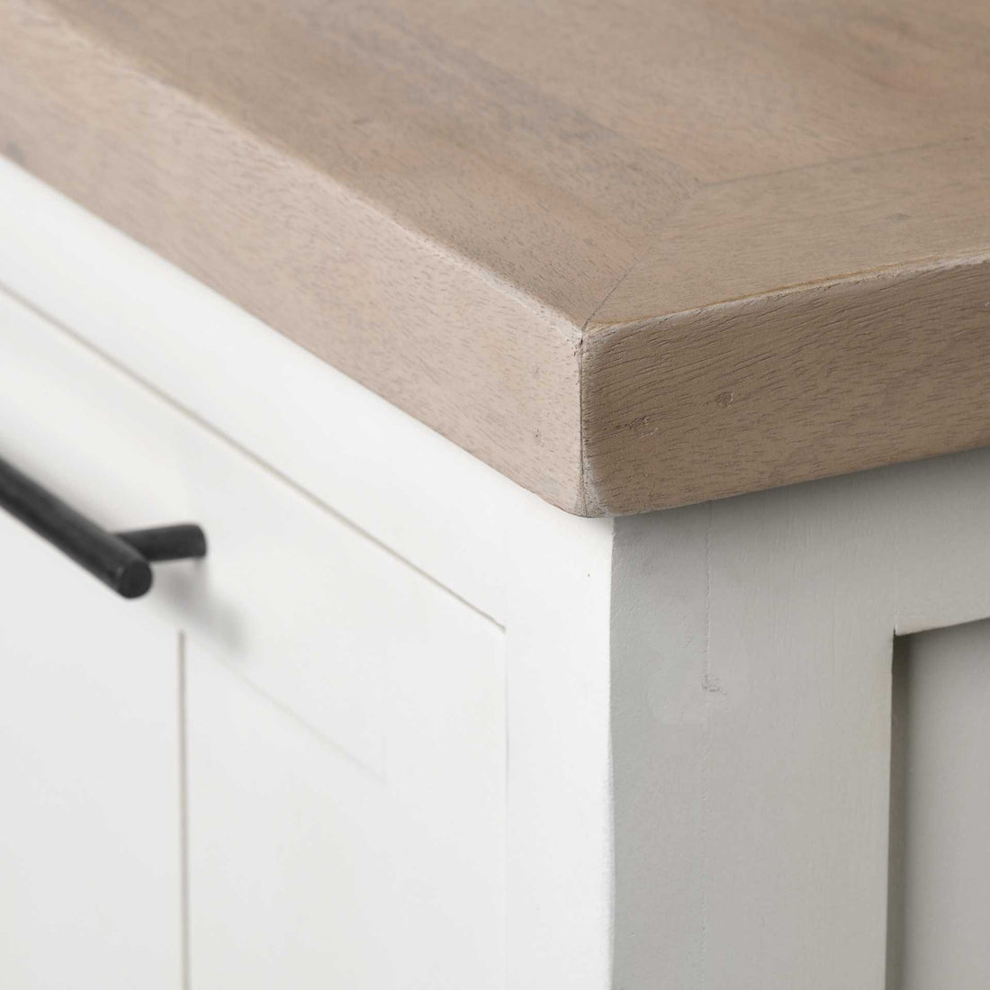 Vallon 73" White and Brown Solid Wood Sideboard with Shelved Storage