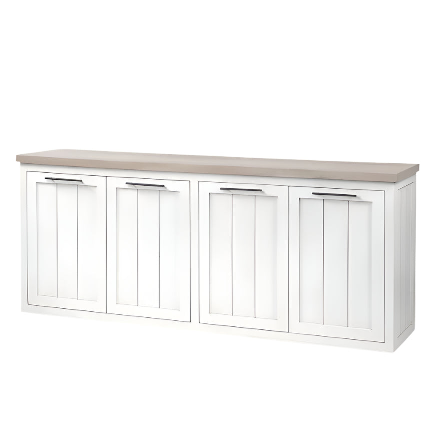 Vallon 73" White and Brown Solid Wood Sideboard with Shelved Storage