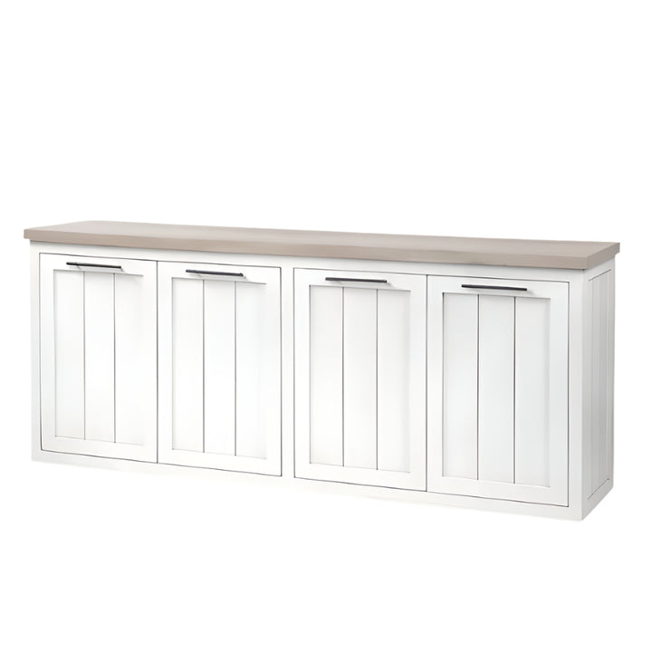 Vallon 73" White and Brown Solid Wood Sideboard with Shelved Storage