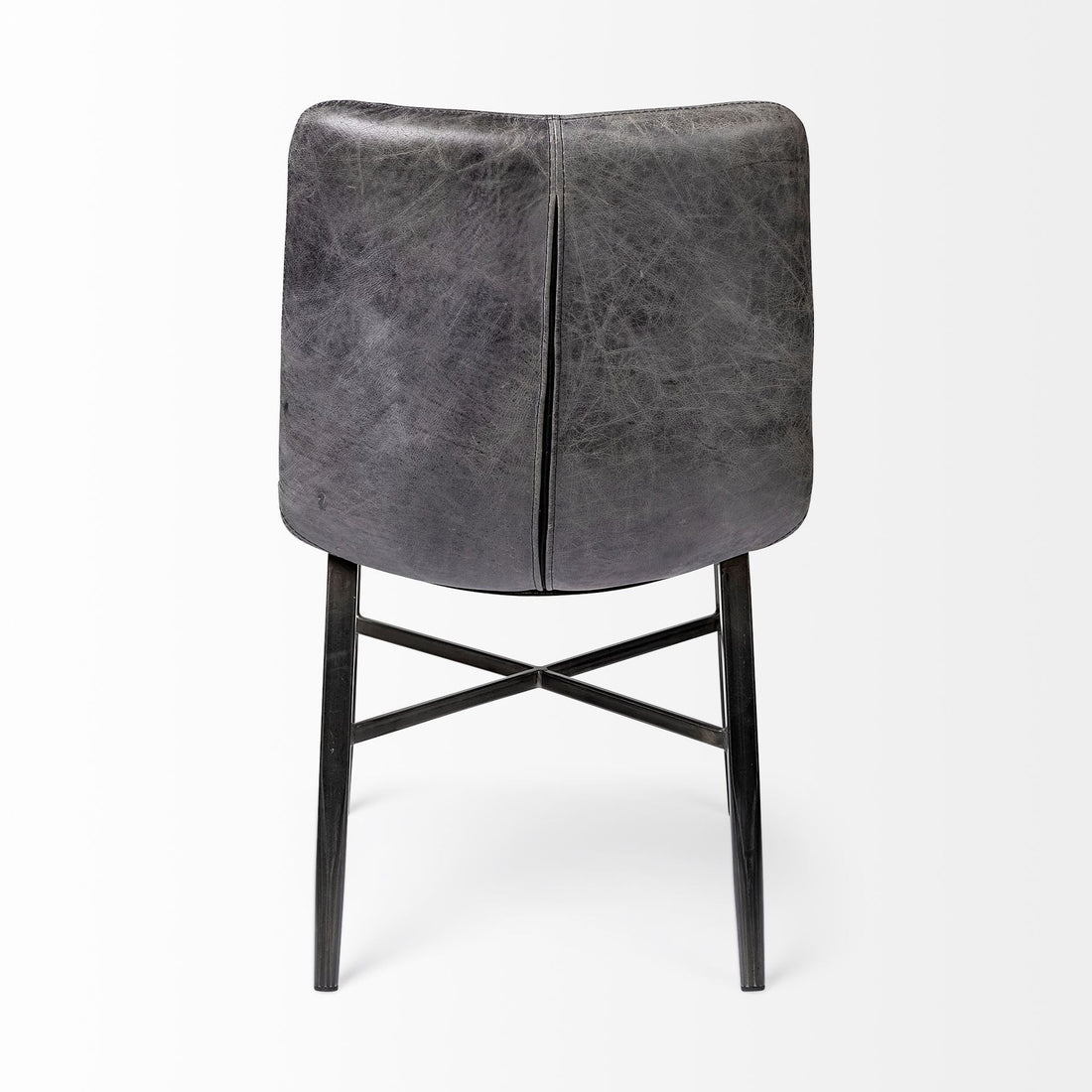 Marseille 35" Black Leather Dining Side Chair with Iron Frame