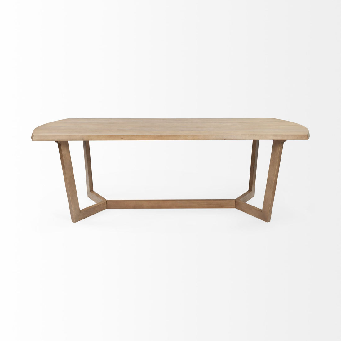 Sancerre 92" Natural and Brown Solid Wood Trestle Dining Table