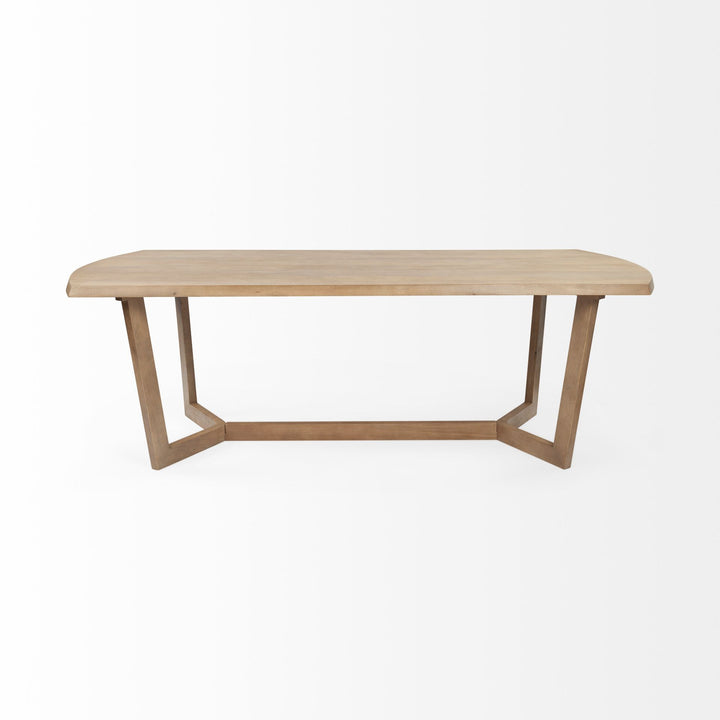 Sancerre 92" Natural and Brown Solid Wood Trestle Dining Table