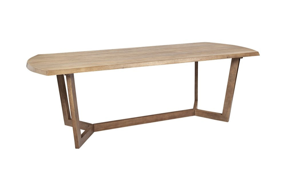 Sancerre 92" Natural and Brown Solid Wood Trestle Dining Table