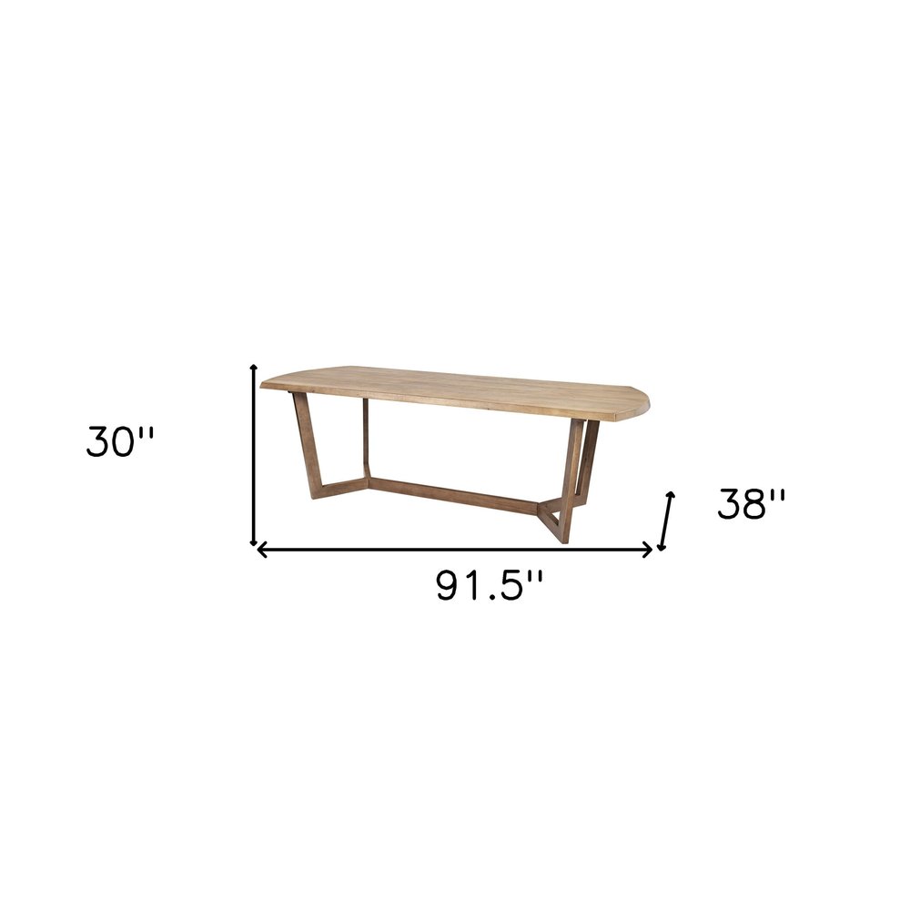 Sancerre 92" Natural and Brown Solid Wood Trestle Dining Table