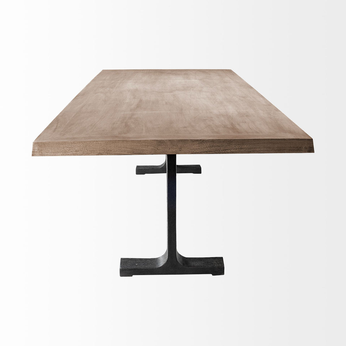 Camargue 96" Natural Solid Wood and Black Metal Trestle Dining Table