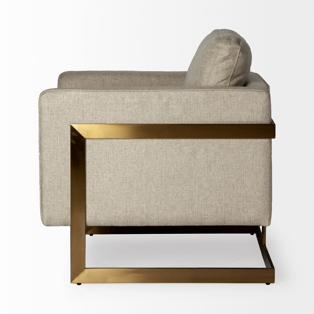 Savona 31" Cream Fabric Arm Chair with Gold Legs and Cushion Back