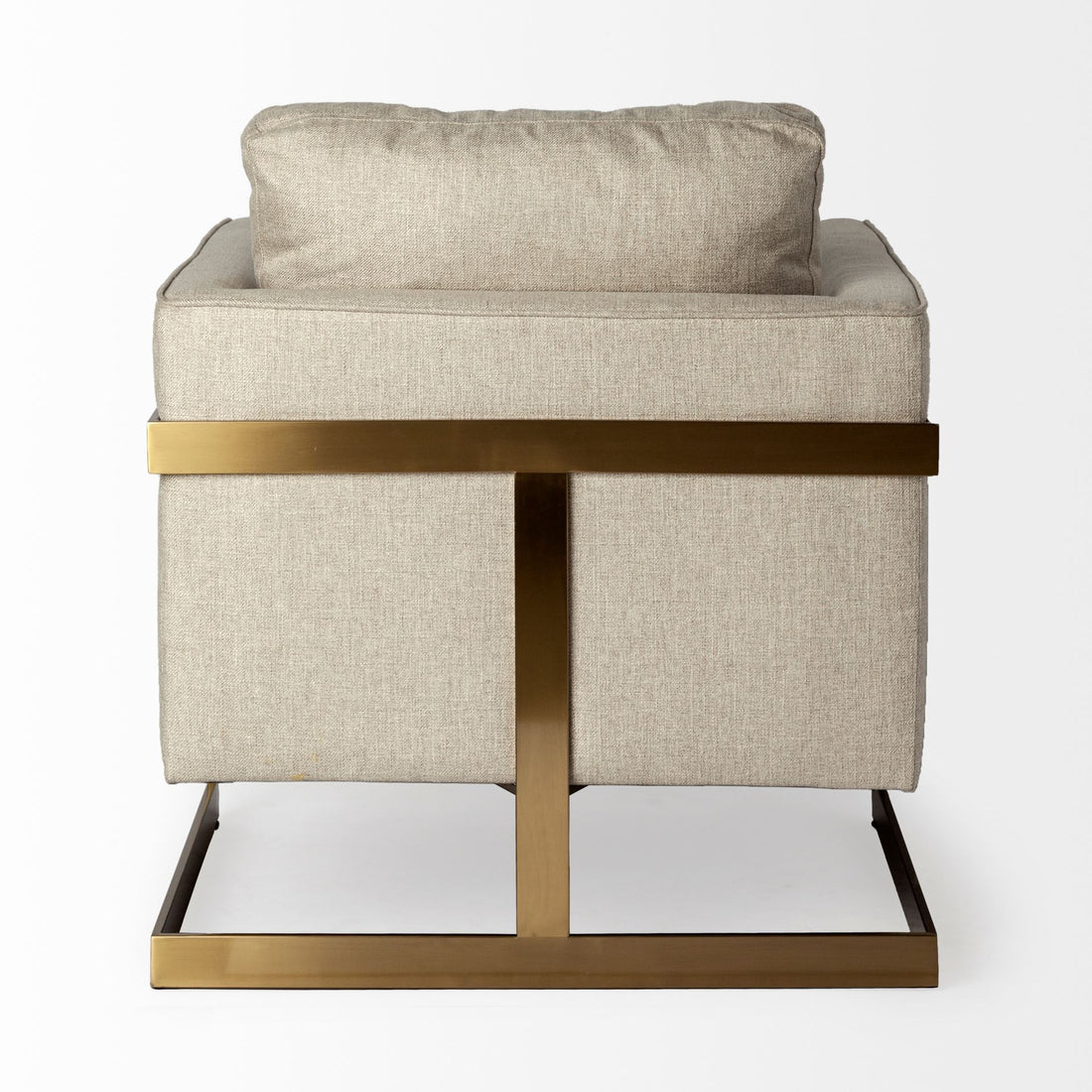 Savona 31" Cream Fabric Arm Chair with Gold Legs and Cushion Back
