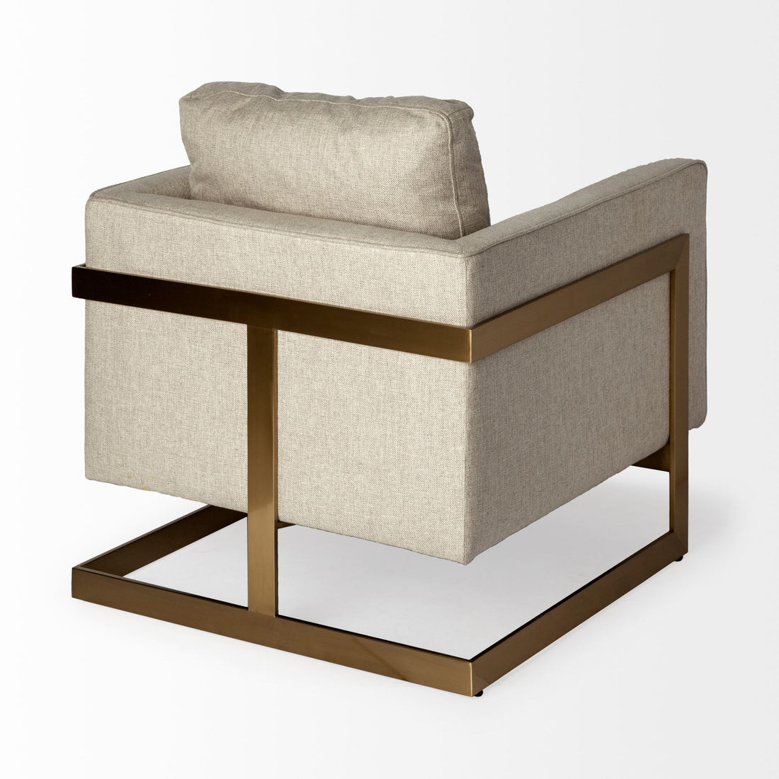 Savona 31" Cream Fabric Arm Chair with Gold Legs and Cushion Back