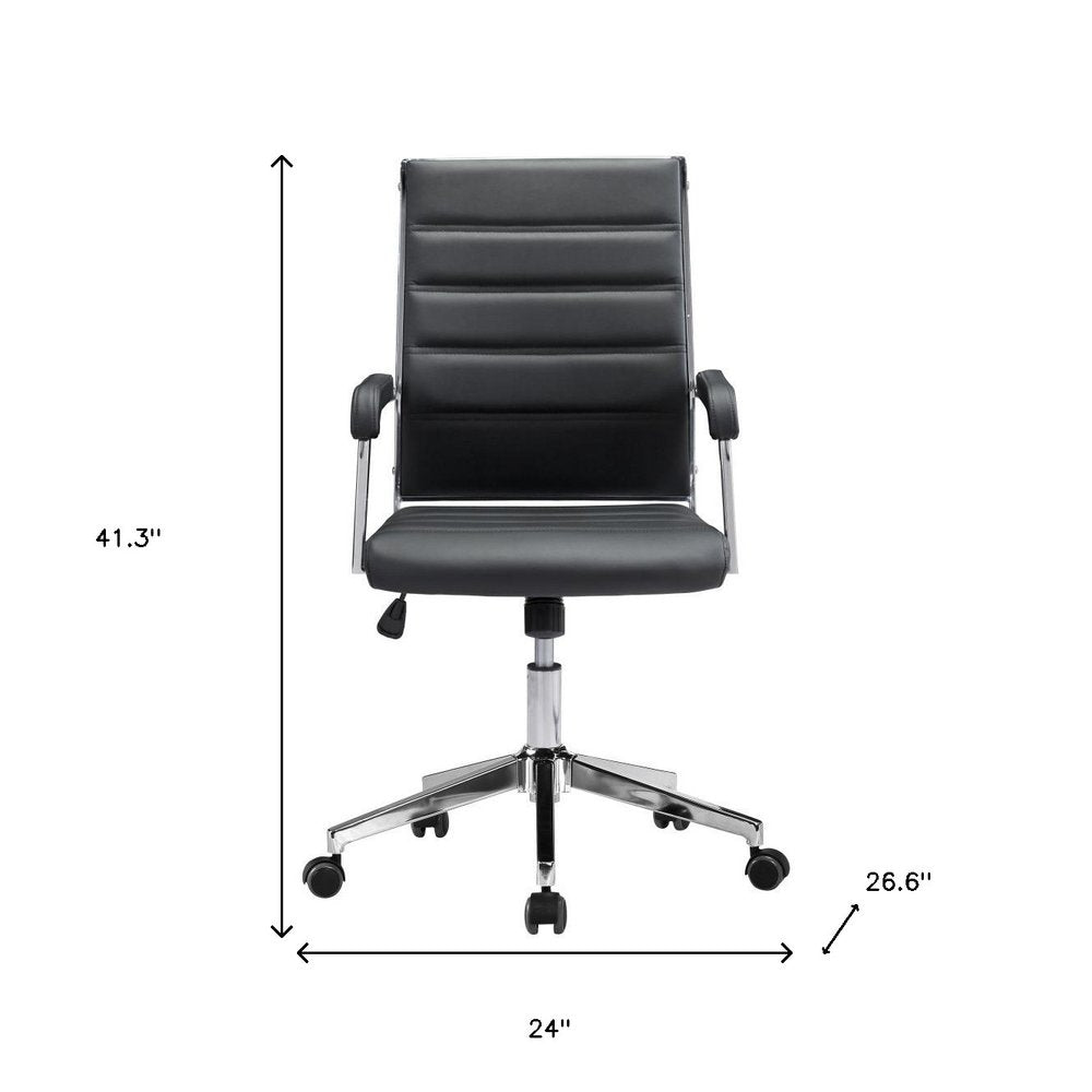 Lennox 41" Tufted Faux Leather Adjustable Office Chair with Steel Frame