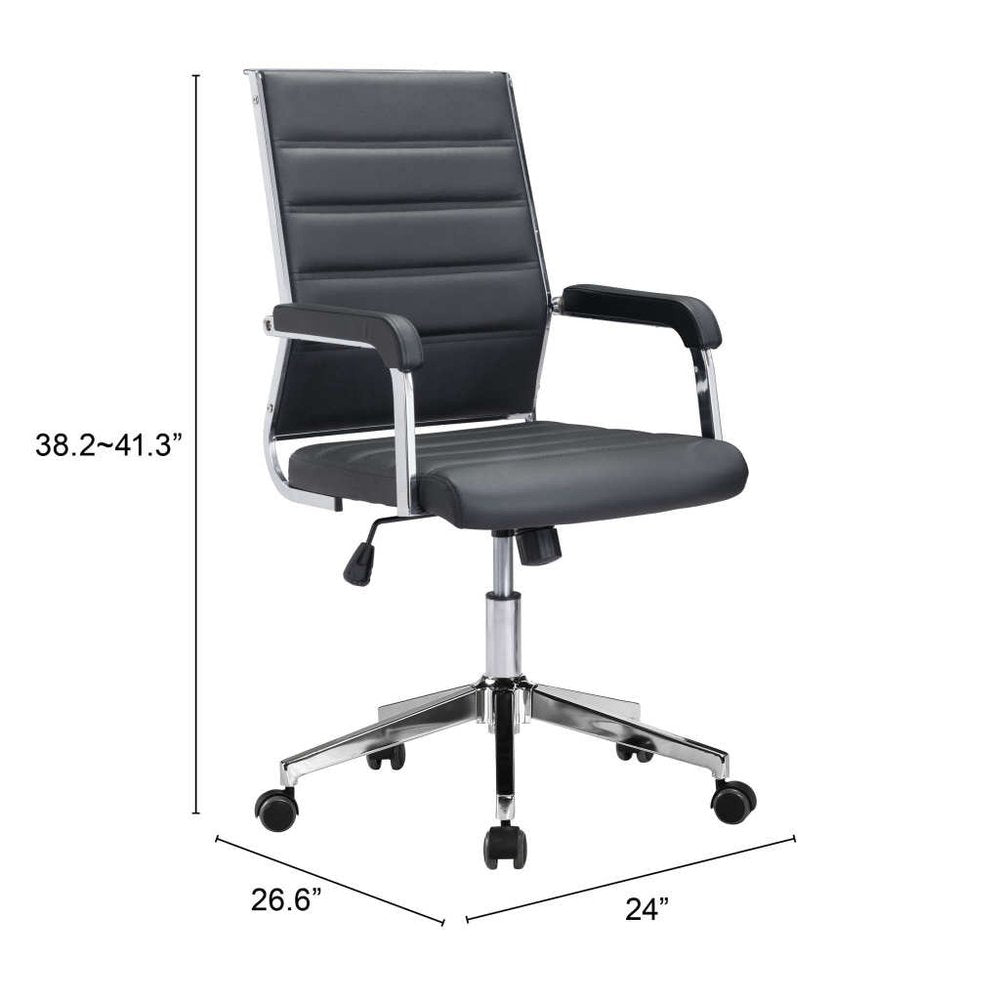 Lennox 41" Tufted Faux Leather Adjustable Office Chair with Steel Frame