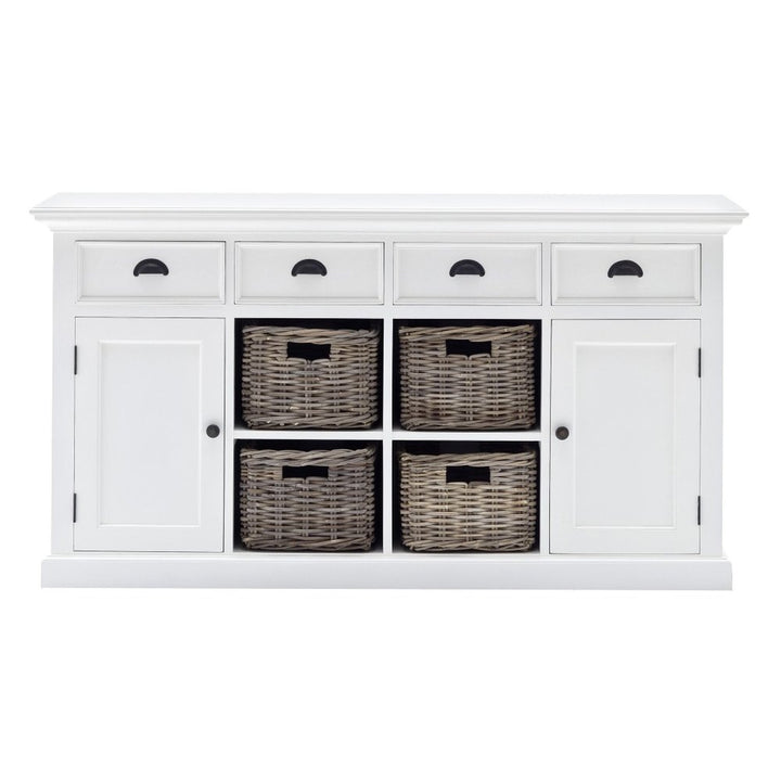 Solène 63" White Solid Wood Sideboard with Coastal Charm and Handcrafted Finish