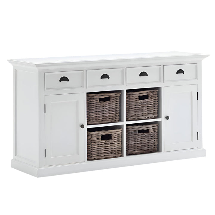 Solène 63" White Solid Wood Sideboard with Coastal Charm and Handcrafted Finish