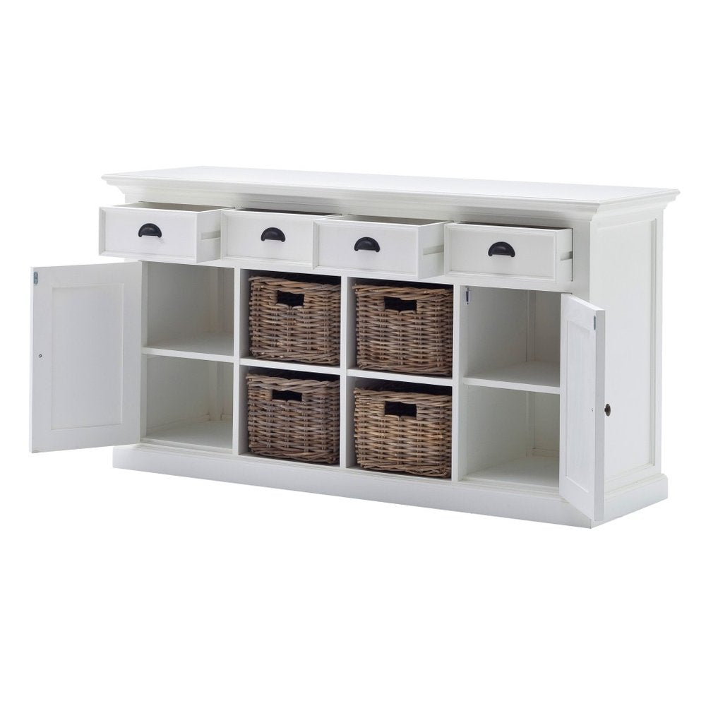 Solène 63" White Solid Wood Sideboard with Coastal Charm and Handcrafted Finish
