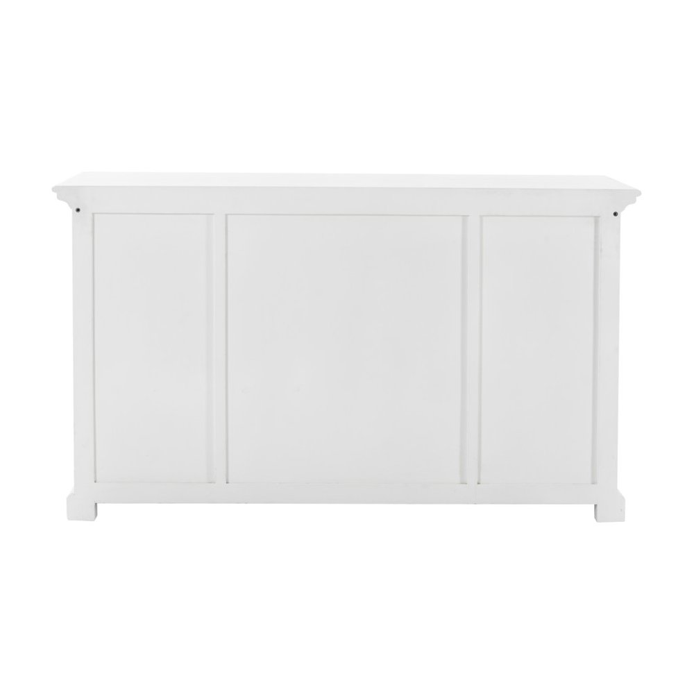 Clairmont 57" White Solid Wood Sideboard with Glass Doors and Three Drawers