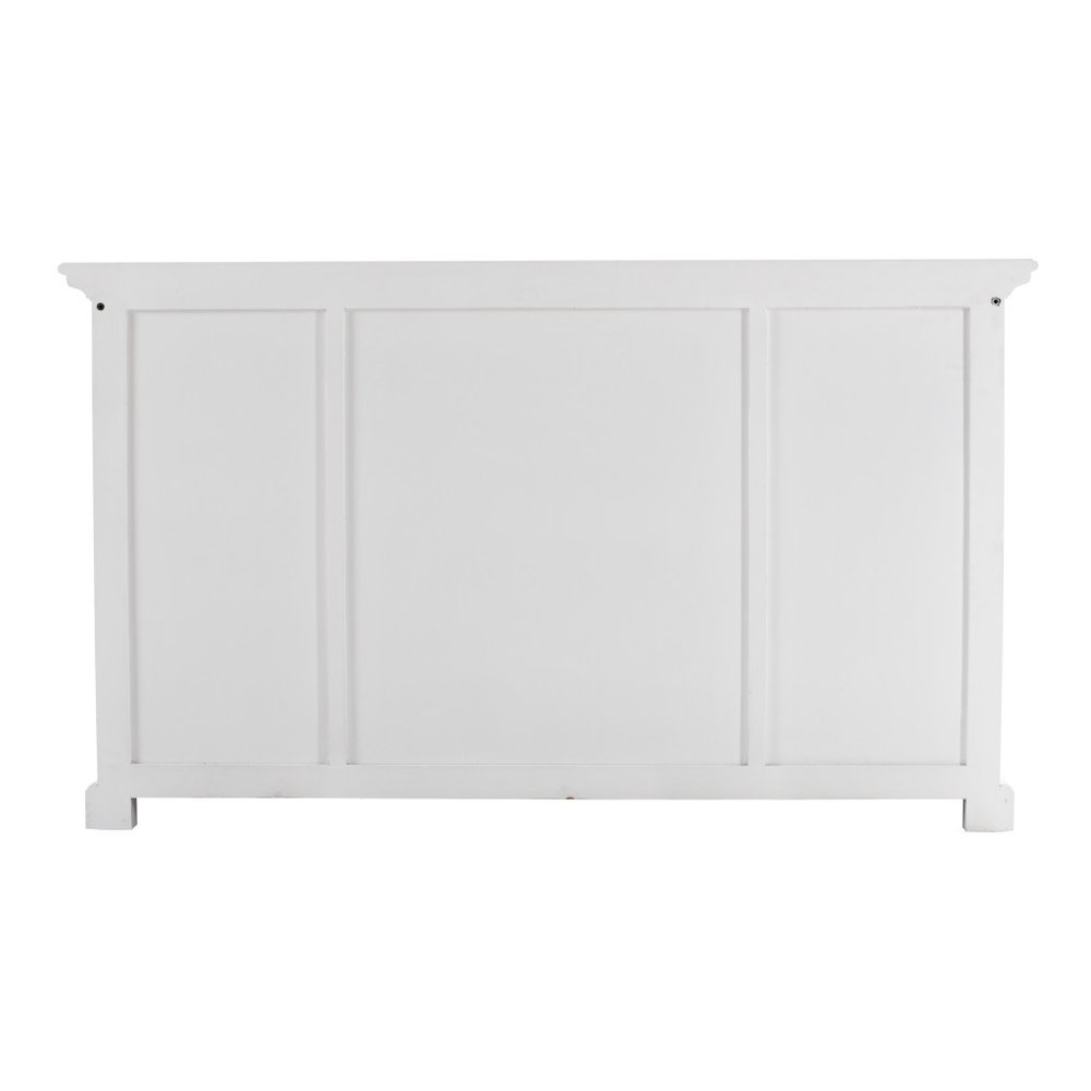 Beaumont 57" Distressed White and Black Solid Wood Sideboard with Drawers and Cabinets