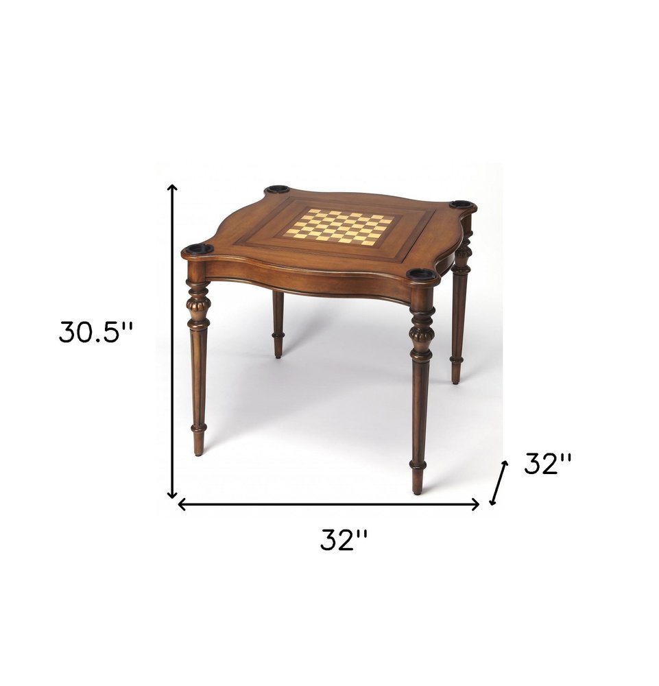 Hawthorne 32" Traditional Brown Mahogany Game Table – Classic Style for Game Night & Family Fun