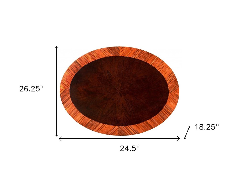 Veneto 25″ Brown Wood Oval Coffee Table with Drawer & Shelf