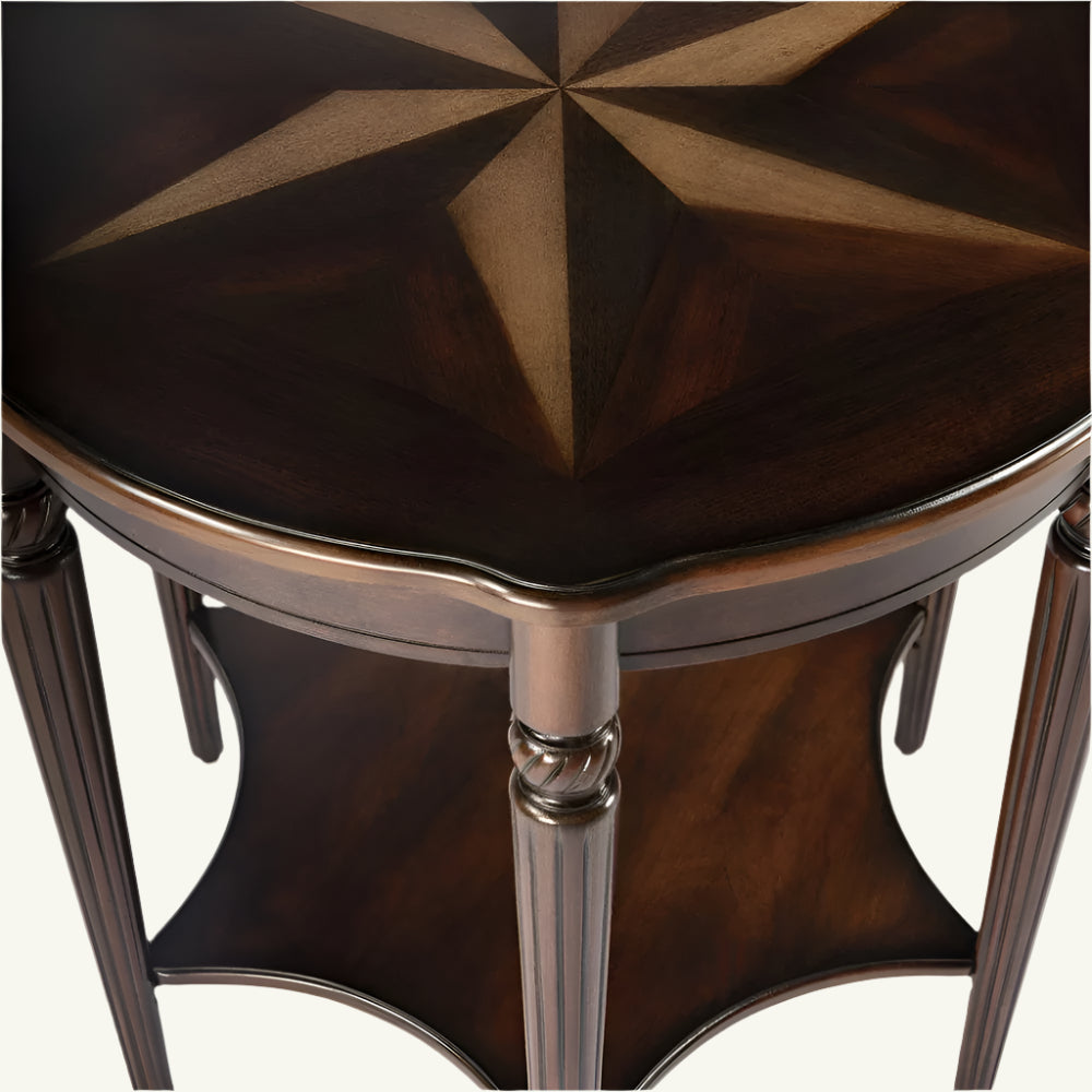 Windsor 28" Round Traditional Wood Coffee Table with Shelf – Cherry, Maple & Walnut Veneer Accent