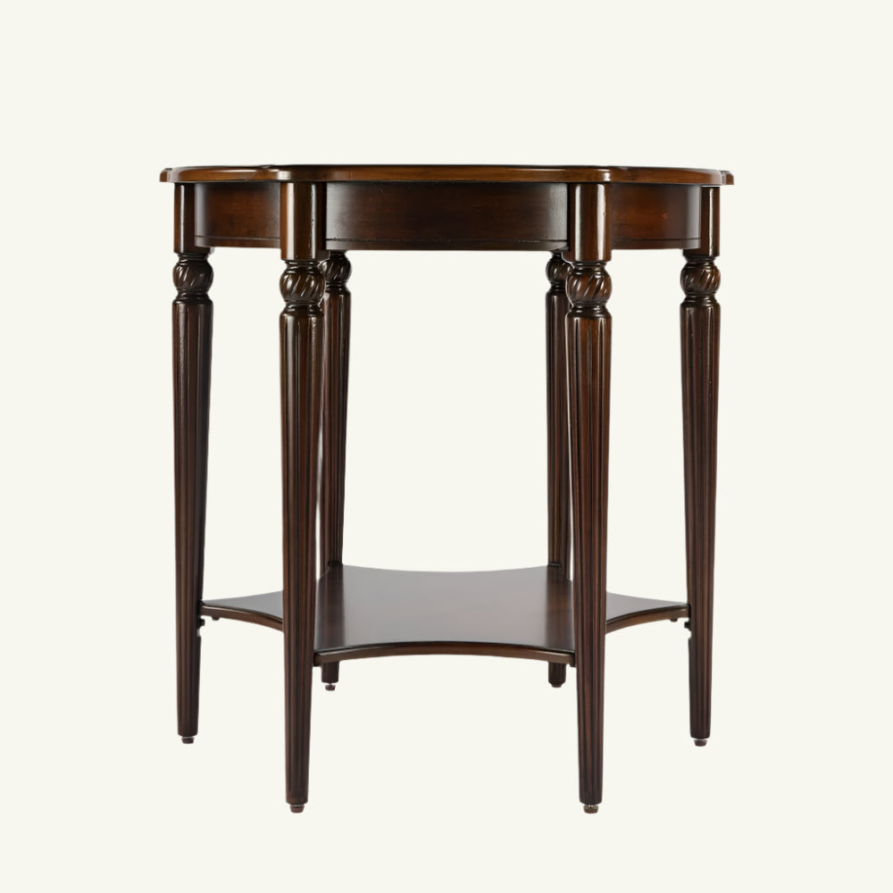 Ravenna 28″ Brown Wood Round Coffee Table with Shelf