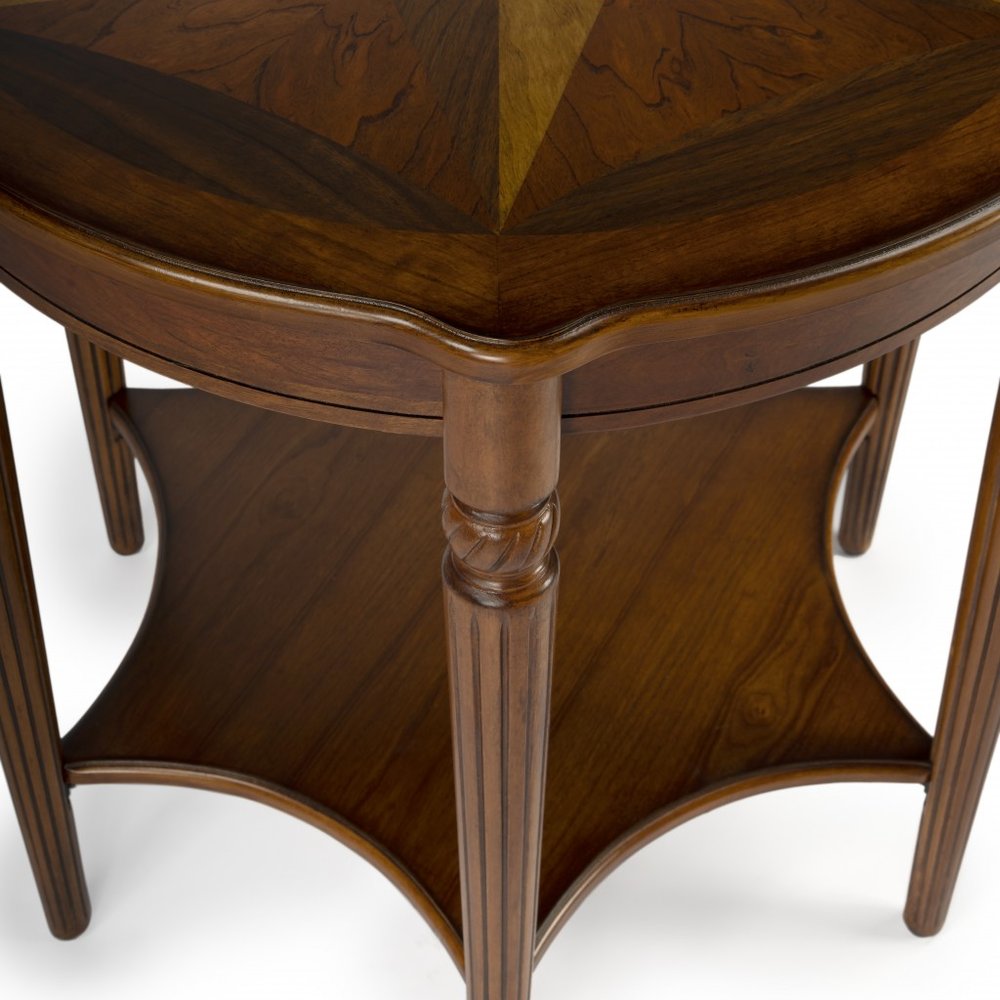 Florence 28″ Brown Wood Round Coffee Table with Shelf