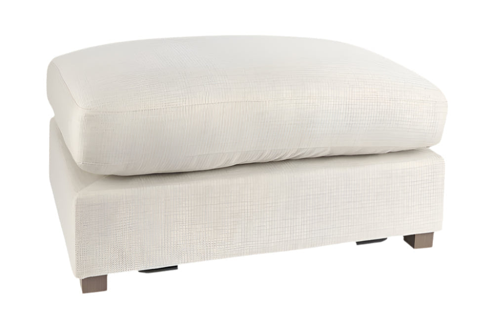 Cavella 26" Beige Fabric Cocktail Ottoman with Brown Wood Base