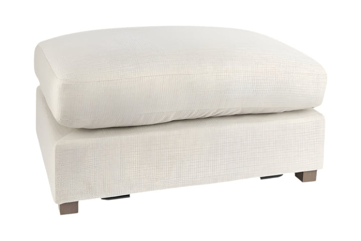 Cavella 26" Beige Fabric Cocktail Ottoman with Brown Wood Base
