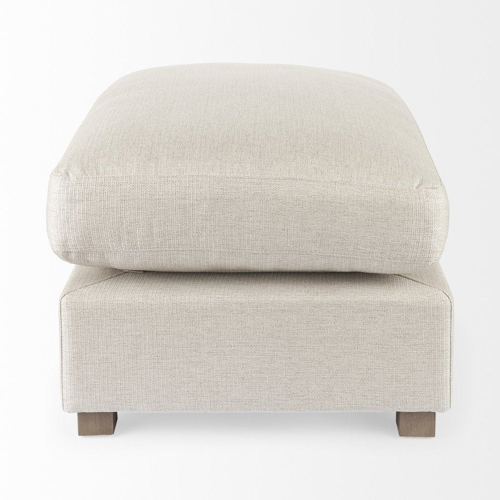 Cavella 26" Beige Fabric Cocktail Ottoman with Brown Wood Base