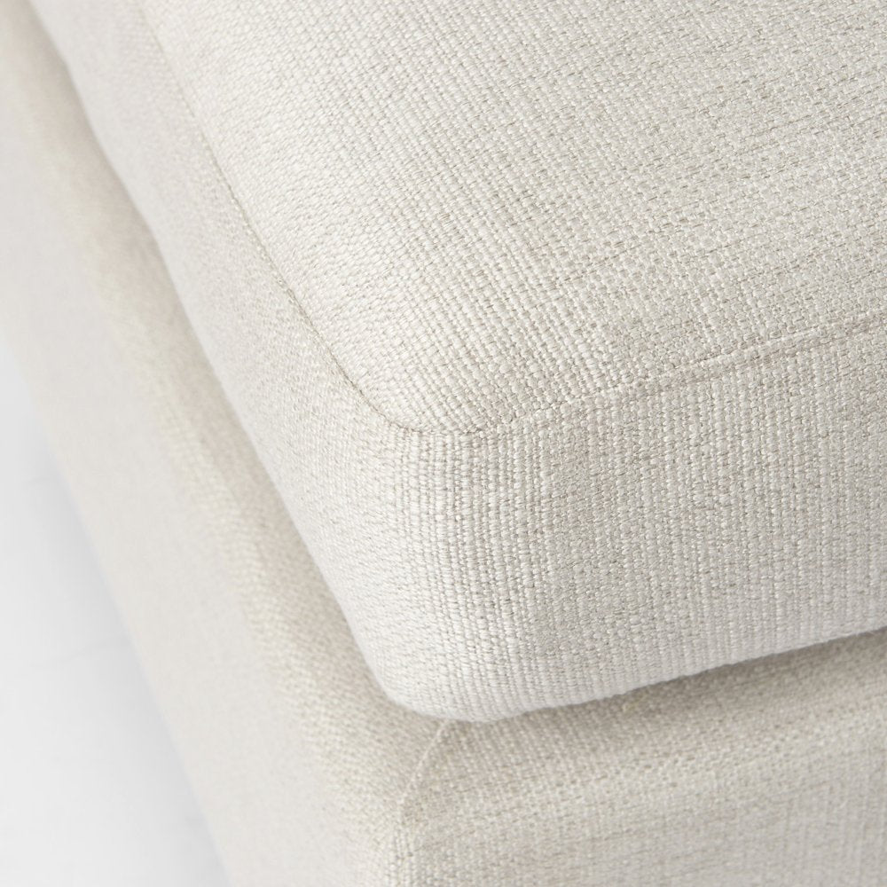 Cavella 26" Beige Fabric Cocktail Ottoman with Brown Wood Base