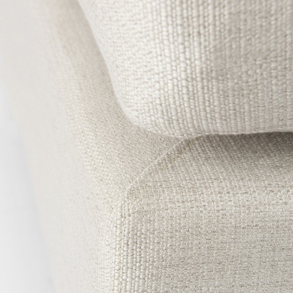 Cavella 26" Beige Fabric Cocktail Ottoman with Brown Wood Base