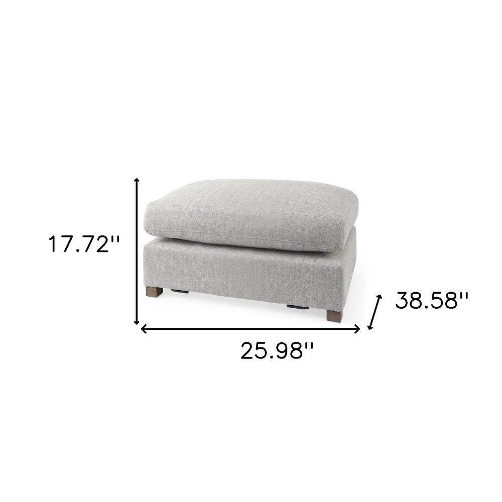 Lucera 26" Light Gray Fabric Cocktail Ottoman with Brown Wood Base