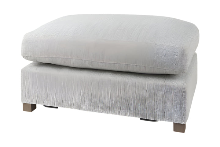 Lucera 26" Light Gray Fabric Cocktail Ottoman with Brown Wood Base