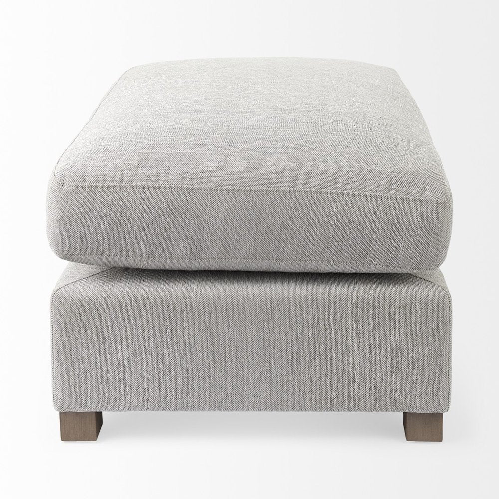 Lucera 26" Light Gray Fabric Cocktail Ottoman with Brown Wood Base