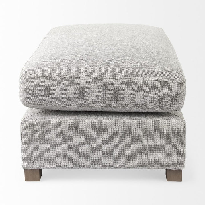 Lucera 26" Light Gray Fabric Cocktail Ottoman with Brown Wood Base