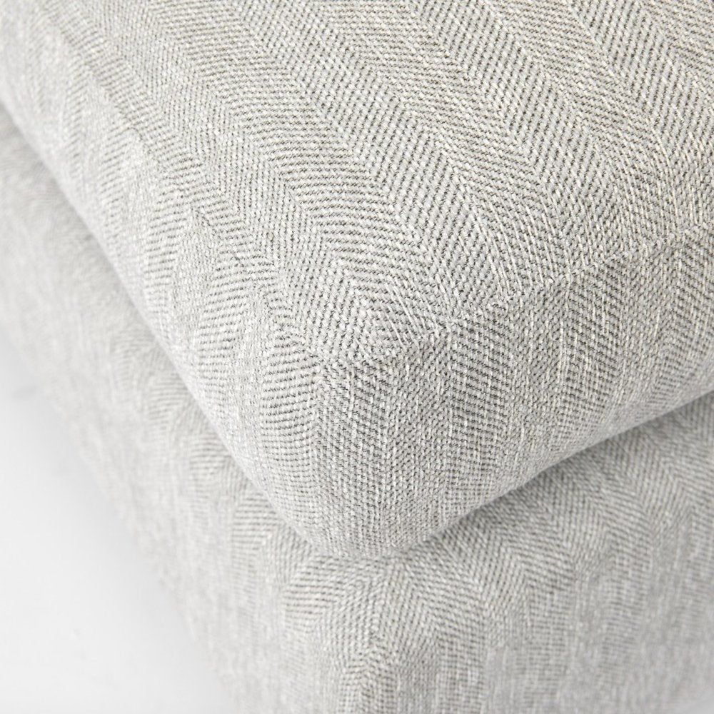 Lucera 26" Light Gray Fabric Cocktail Ottoman with Brown Wood Base