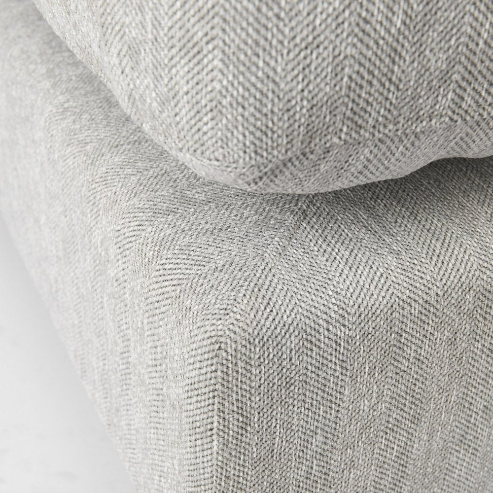 Lucera 26" Light Gray Fabric Cocktail Ottoman with Brown Wood Base