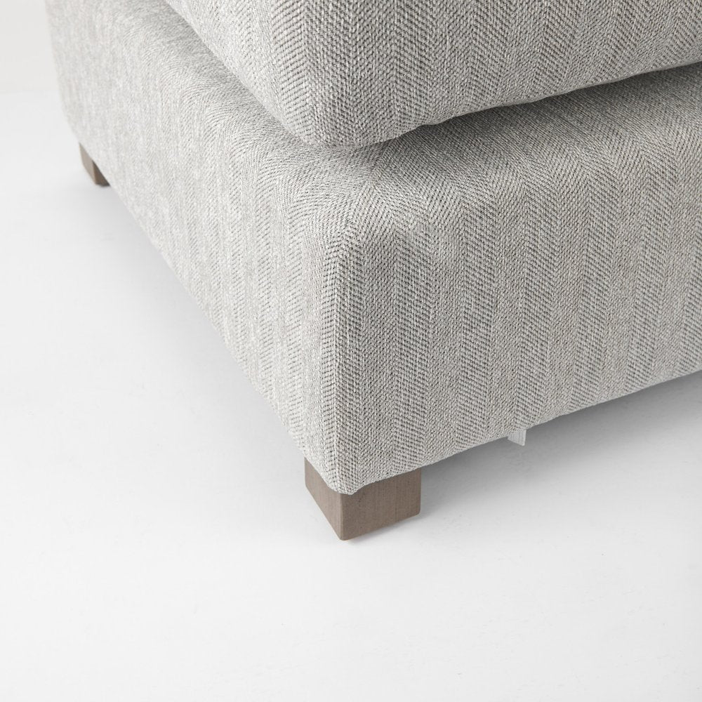 Lucera 26" Light Gray Fabric Cocktail Ottoman with Brown Wood Base