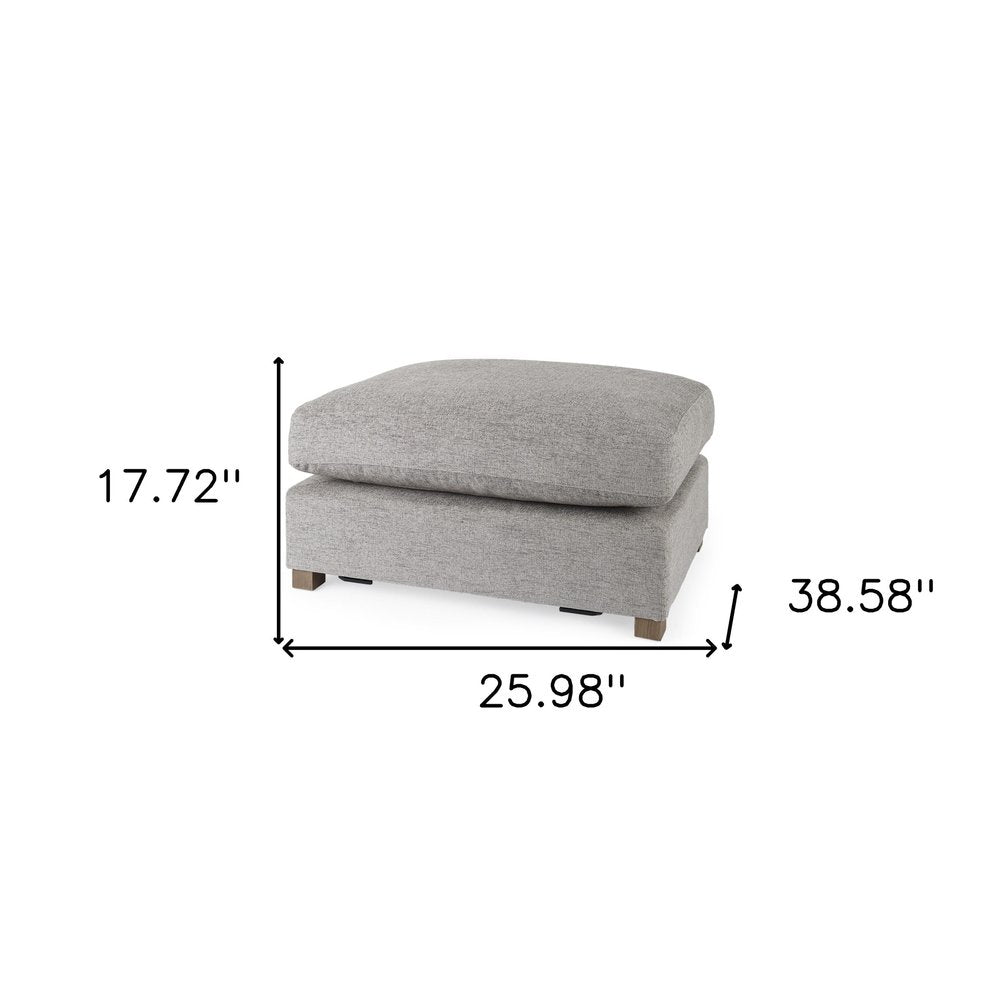 Brielle 26" Gray Fabric Cocktail Ottoman with Brown Wood Base