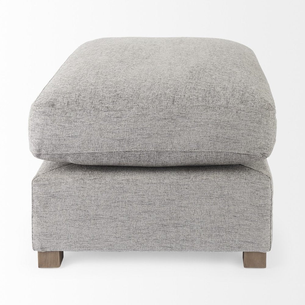 Brielle 26" Gray Fabric Cocktail Ottoman with Brown Wood Base