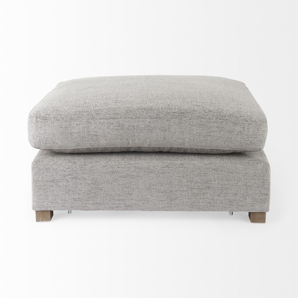 Brielle 26" Gray Fabric Cocktail Ottoman with Brown Wood Base