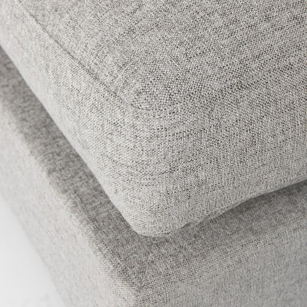Brielle 26" Gray Fabric Cocktail Ottoman with Brown Wood Base