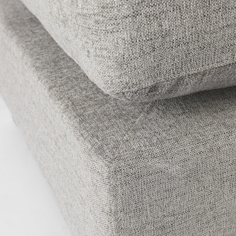 Brielle 26" Gray Fabric Cocktail Ottoman with Brown Wood Base