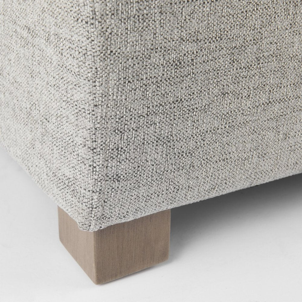 Brielle 26" Gray Fabric Cocktail Ottoman with Brown Wood Base