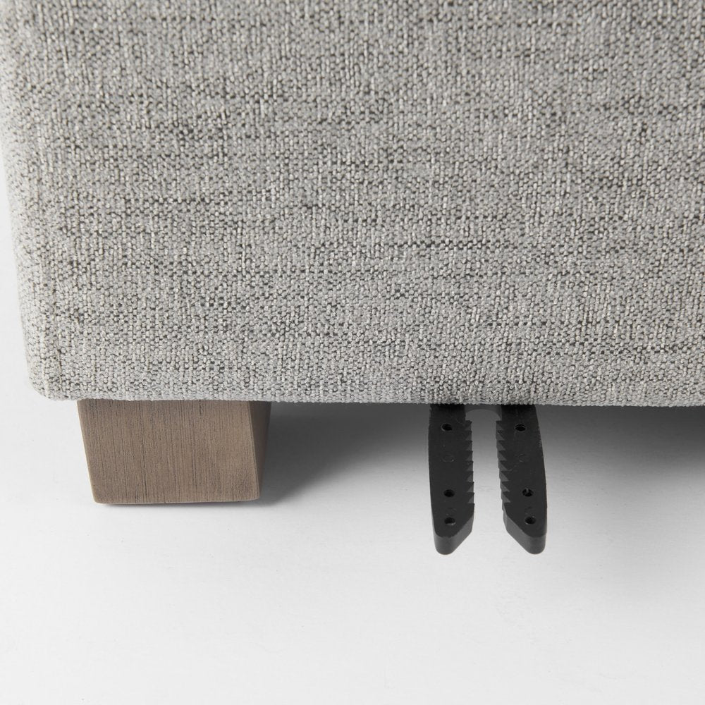 Brielle 26" Gray Fabric Cocktail Ottoman with Brown Wood Base