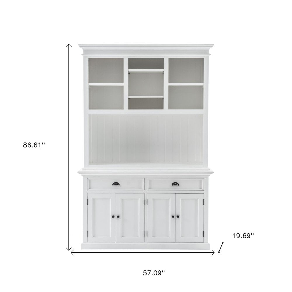 Avignon 87" White Solid Wood Adjustable 2-Tier Bookcase