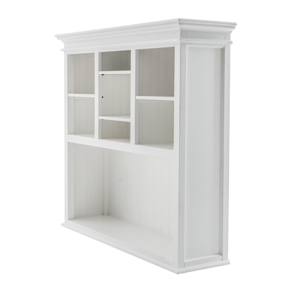 Avignon 87" White Solid Wood Adjustable 2-Tier Bookcase